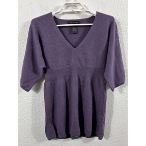 Elena‎ Solano Sweater Womens Small Purple 100% 2 Ply Cashmere V Neck Tunic
